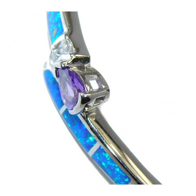 Sublime AAA Japanese Fire Opal Amethyst Sterling Silver Bracelet / Cuff
