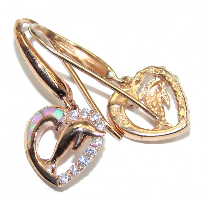 Blue Paradise Japanese Fire Opal Rose Gold over Sterling Silver earrings