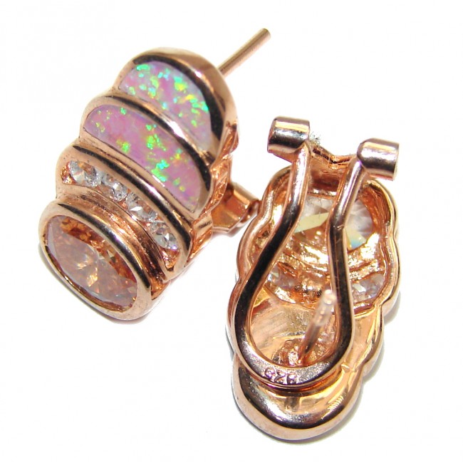 Blue Paradise Japanese Fire Opal Rose Gold over Sterling Silver earrings