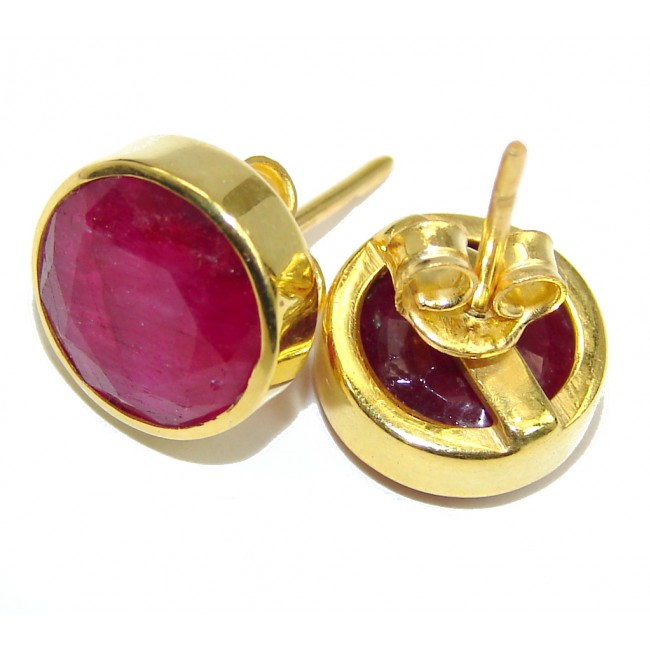 Delicate Pink Ruby Gold Plated Sterling Silver earrings
