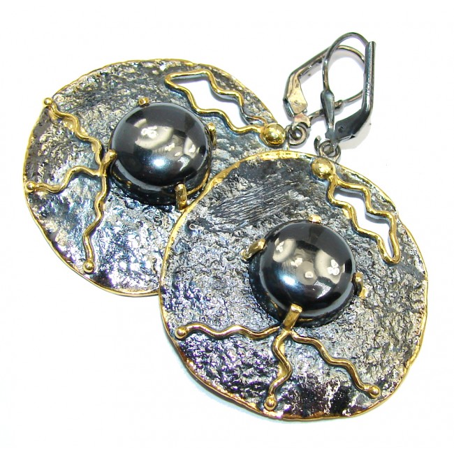 Perfect Silver Hematite Rhodium Gold over Sterling Silver earrings