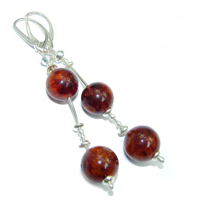Natural Baltic Polish Amber Sterling Silver Earrings