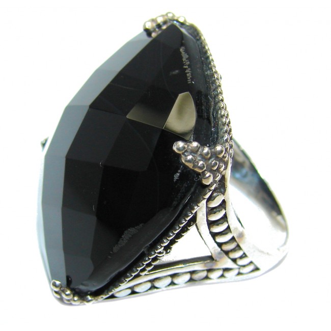 Amazing AAA Black Onyx Sterling Silver ring s. 7 1/2
