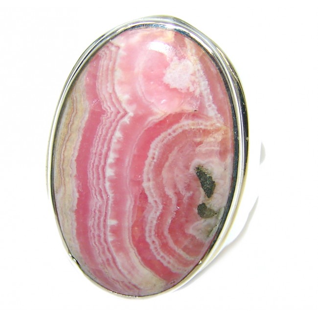 Excellent quality Pink Rhodochrosite Sterling Silver Ring s. 7