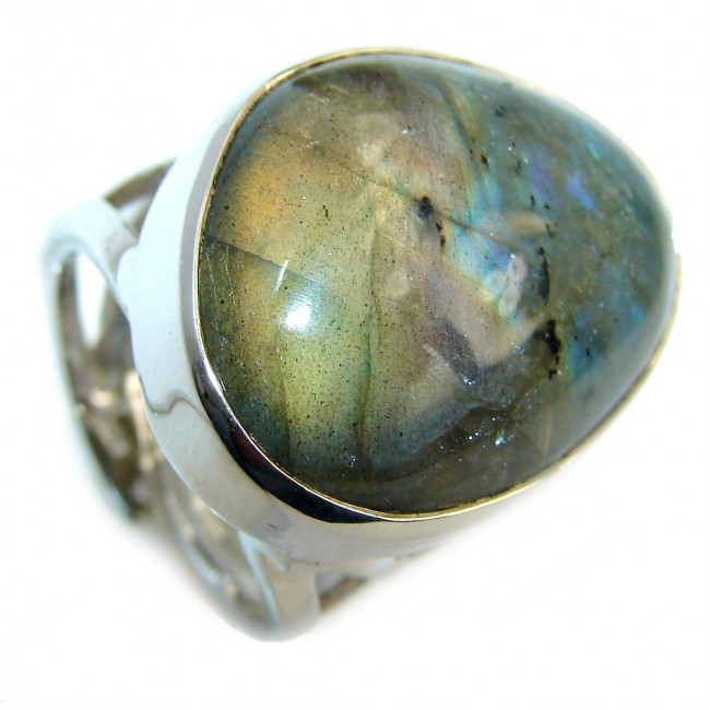 Captured Fire AAA Labradorite Sterling Silver Ring s. 7 1/2- adjustable