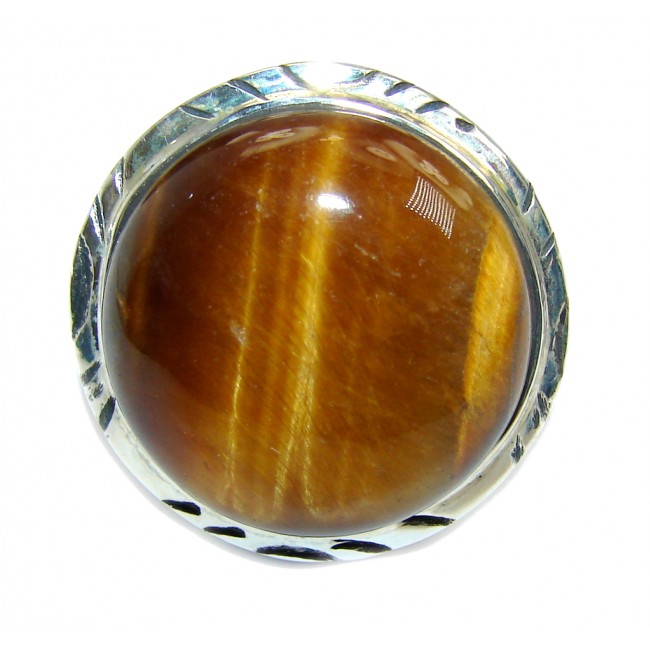 Perfect Brown Tigers Eye Sterling Silver ring s. 6