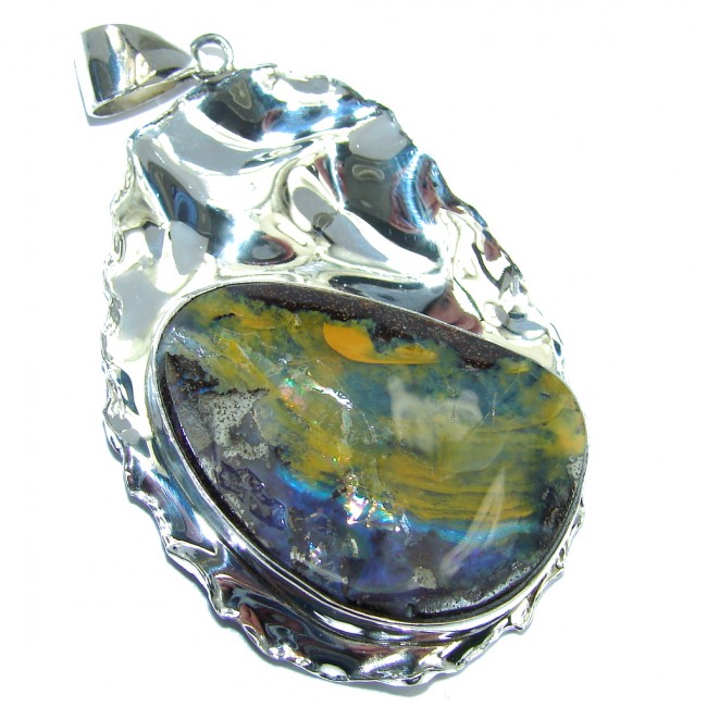 Beautiful AAA+ Australian Boulder Opal Sterling Silver handcrafted Pendant