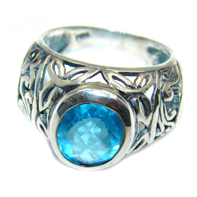 Fabulous Blue Swiss Topaz Sterling Silver ring s. 6