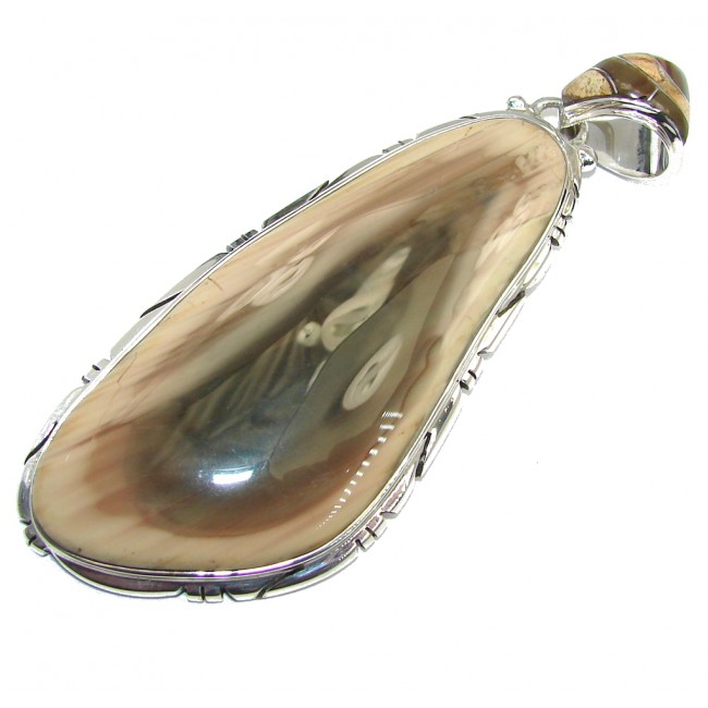 Giant! Elite AAA+ quality Brown Imperial Jasper Sterling Silver Pendant