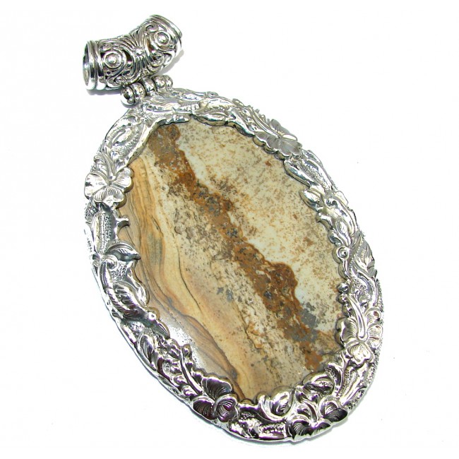 Incredible Design AAA Picture Jasper Sterling Silver handcrafted Pendant