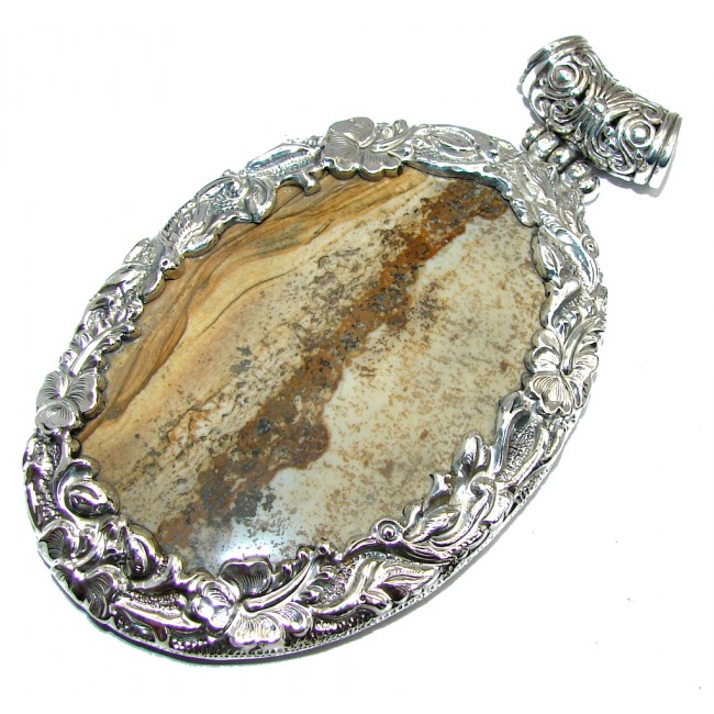 Incredible Design AAA Picture Jasper Sterling Silver handcrafted Pendant