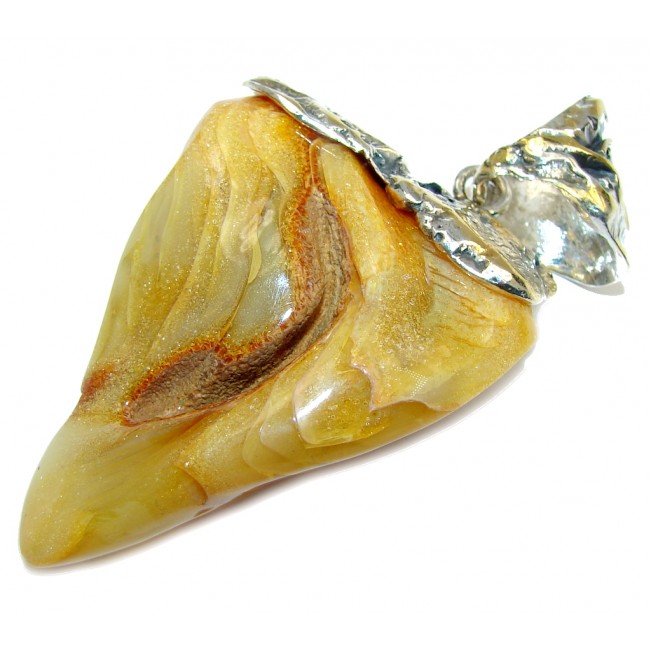 Huge! Incredible AAA Butterschotch Baltic Polish Amber, Gold Plated Sterling Silver Pendant