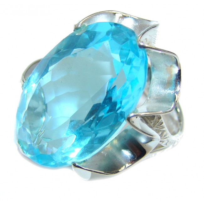 Heavenly Blue Quartz Sterling Silver Ring s. 6 1/2