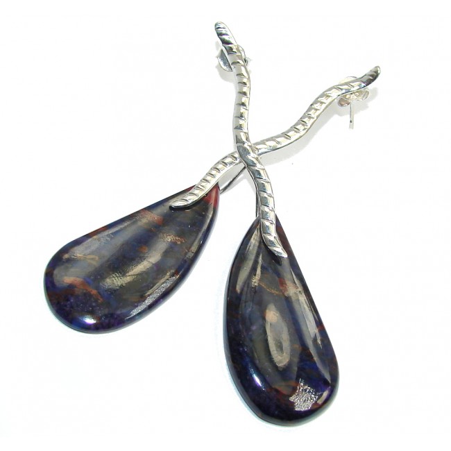 Chunky Perfect Plume Agate Sterling Silver earrings