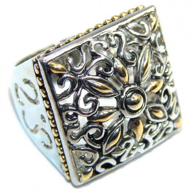 Bold Bali Art Two Tones Sterling Silver Ring s. 6