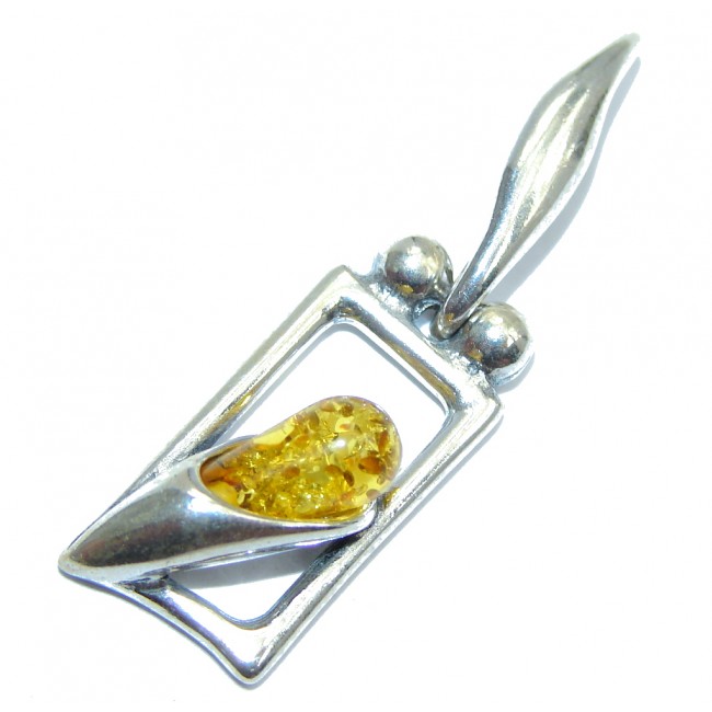 Sublime Polish Amber Sterling Silver Pendant