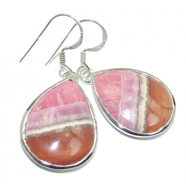 Perfect Pink Argentinian Rhodochrosite Sterling Silver earrings