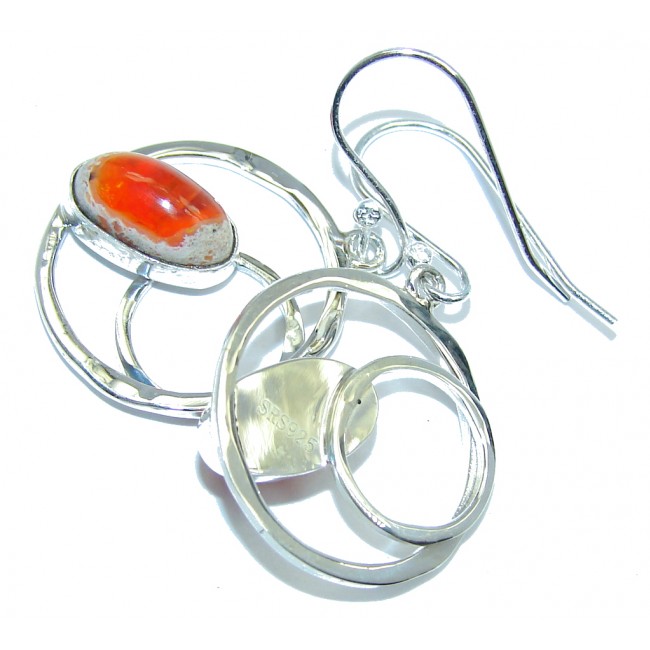 Perfect Orange Mexican Fire Opal Sterling Silver earrings