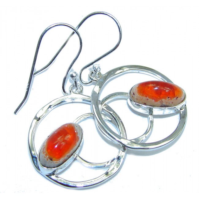 Perfect Orange Mexican Fire Opal Sterling Silver earrings
