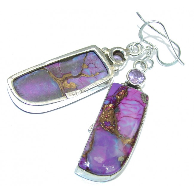 Perfect Purple Turquoise Amethyst Sterling Silver earrings