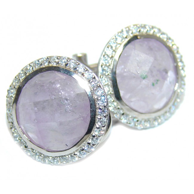 Perfect Purple Amethyst White Topaz Sterling Silver earrings