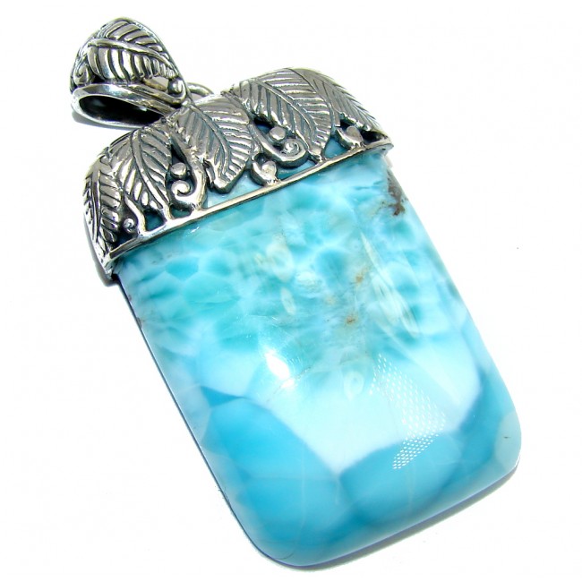 Natural AAA Blue Larimar Bali Made Sterling Silver Pendant