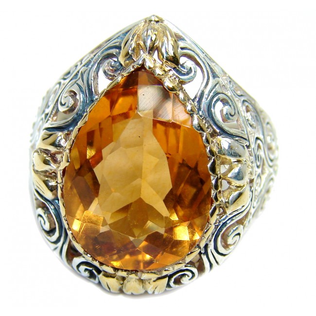 Pure Energy Golden Topaz Two Tones Sterling Silver Ring s. 7 1/2