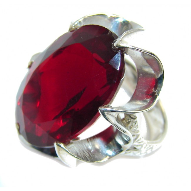 Amazing Red Quartz Sterling Silver ring s. 6