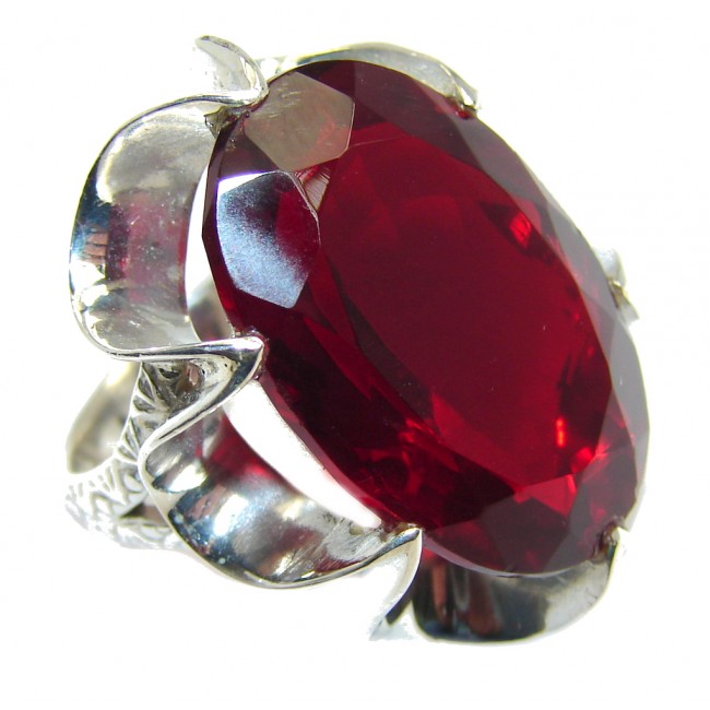 Amazing Red Quartz Sterling Silver ring s. 6