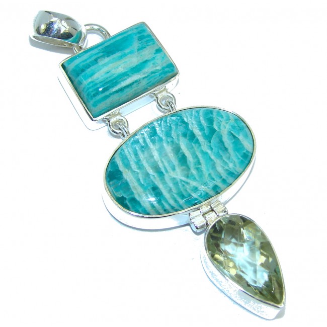 Great quality Amazonite Green Amethyst Sterling Silver Pendant