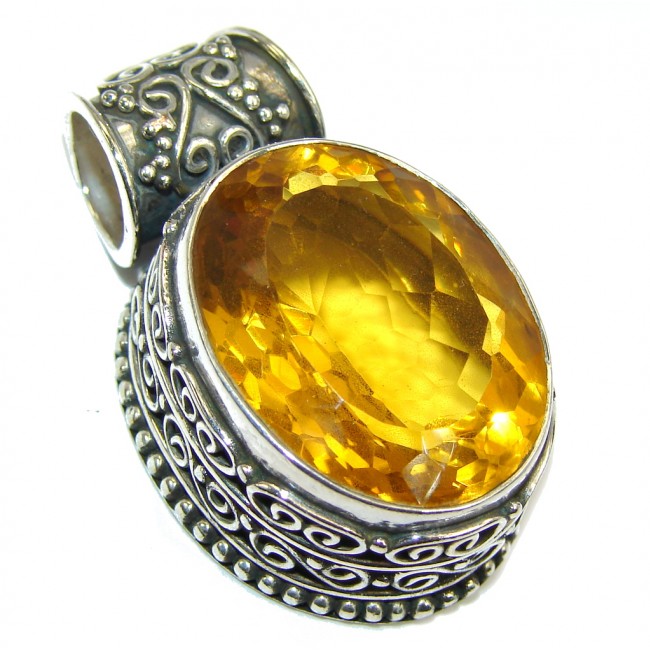 Amazing - Bali Handcrafted - Golden Topaz Sterling Silver Pendant