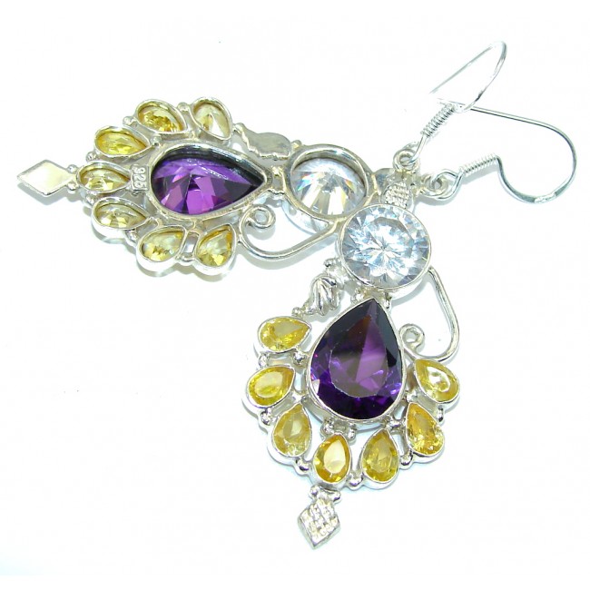 Victorian Style Created Alexandrite Sterling Silver earrings