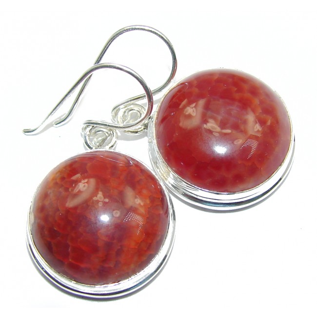 Simple Orange Mexican Fire Agate Sterling Silver earrings