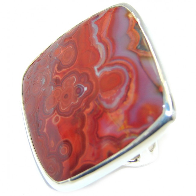 Excellent Crazy Lace Agate Sterling Silver Ring s. 6 1/4
