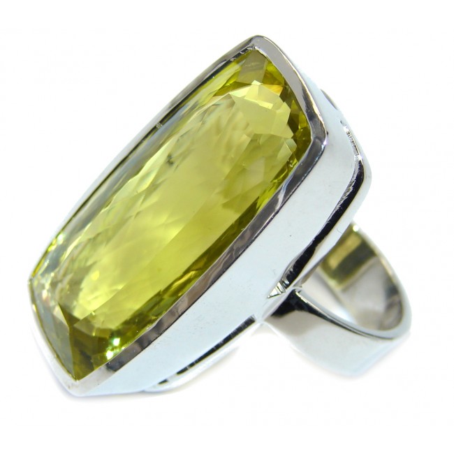 Big Yellow Citrine Gold Rhodium plated over Sterling Silver Ring s. 9 3/4