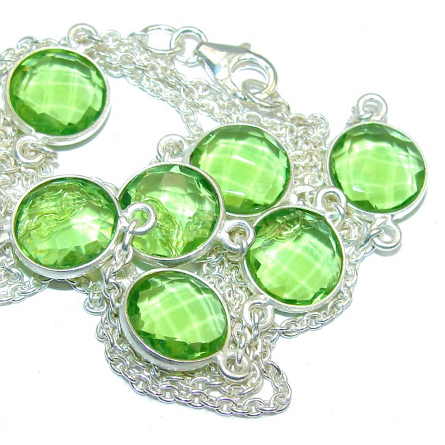 36 inches Created Peridot Sterling Silver Necklace