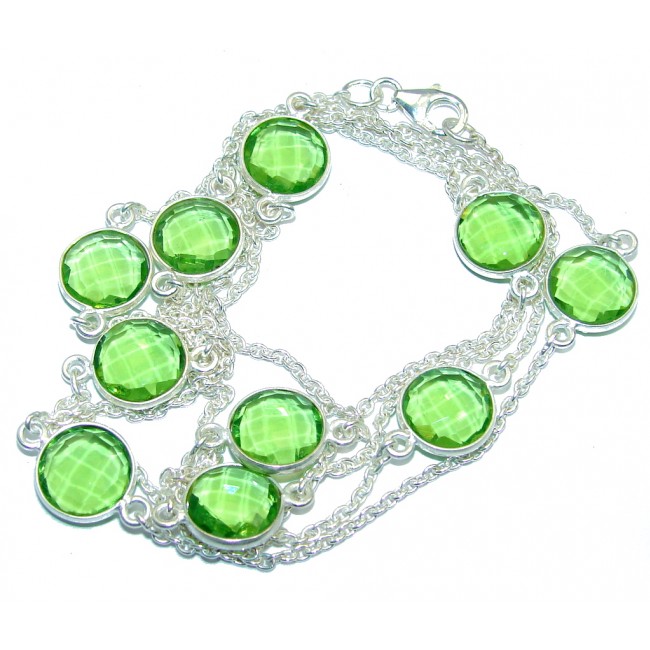 36 inches Created Peridot Sterling Silver Necklace