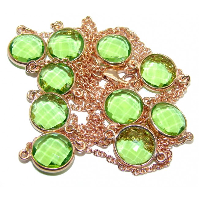 36 inches Created Peridot Rose Gold over Sterling Silver Necklace