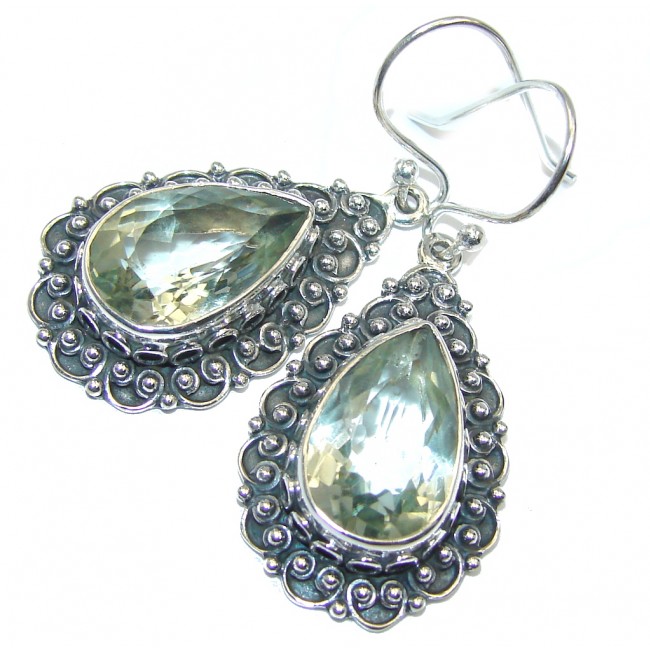 Amazing Creation Green Amethyst Sterling Silver earrings