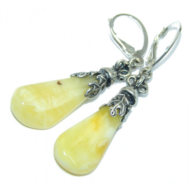 Natural Baltic Polish Butterscotch Amber Sterling Silver Earrings