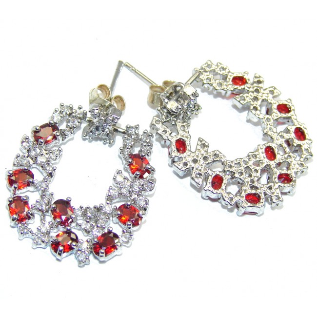 True Love Red Garnet White Topaz Sterling Silver earrings