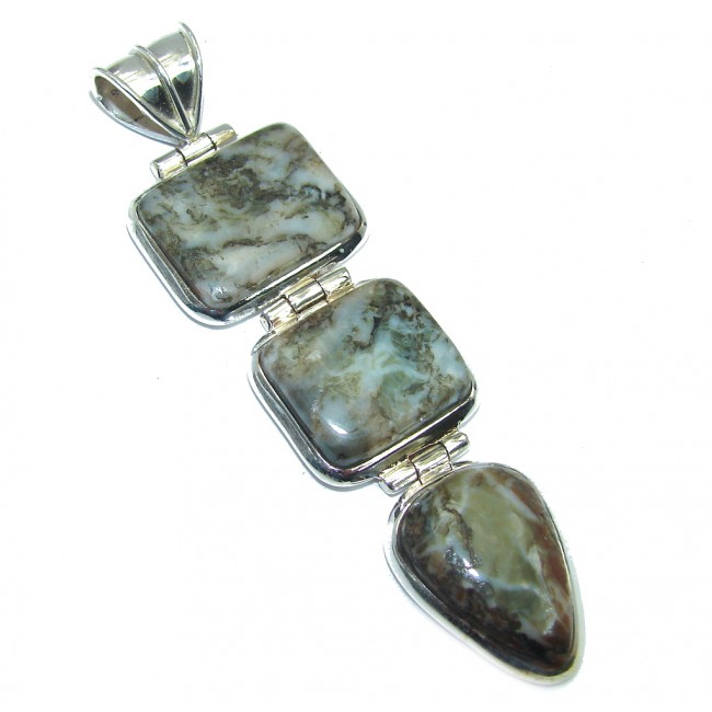Frozen in Time Russian Dendritic Agate Sterling Silver Pendant