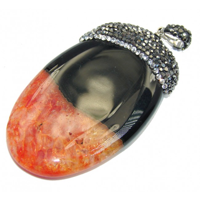 Perfect Orange Botswana Agate Spinel Sterling Silver Pendant