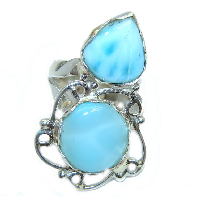 Amazing AAA quality Blue Larimar Sterling Silver Ring size 6