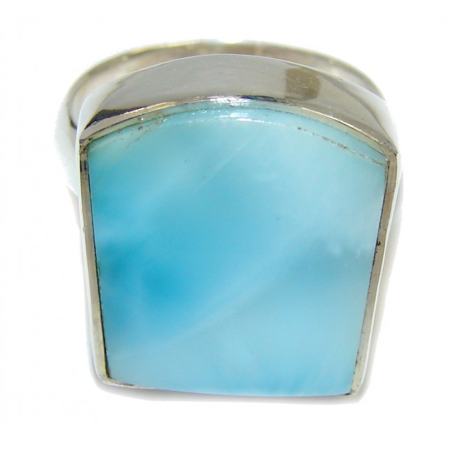 Great quality Blue Larimar Sterling Silver Ring size 7