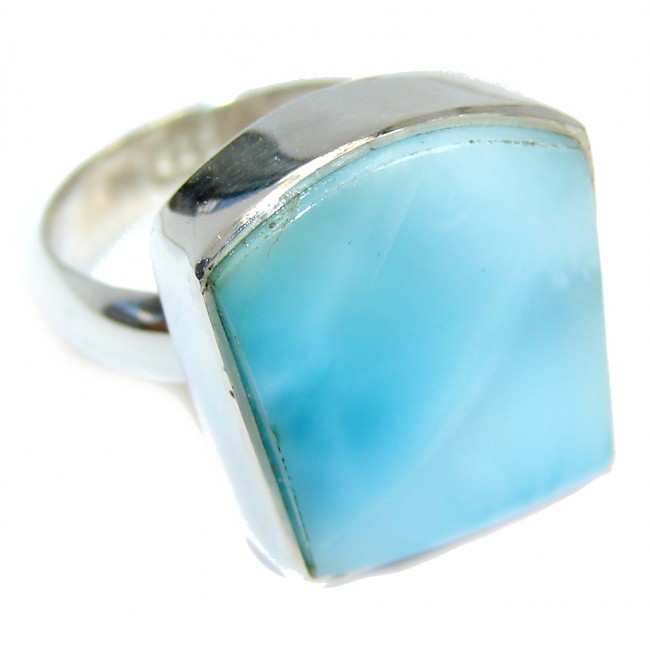 Great quality Blue Larimar Sterling Silver Ring size 7