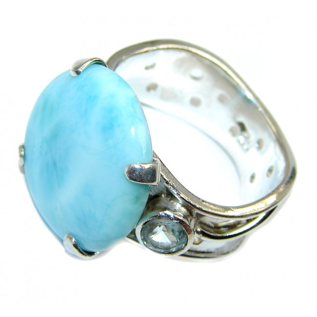 Great quality Blue Larimar Sterling Silver Ring size adjustable