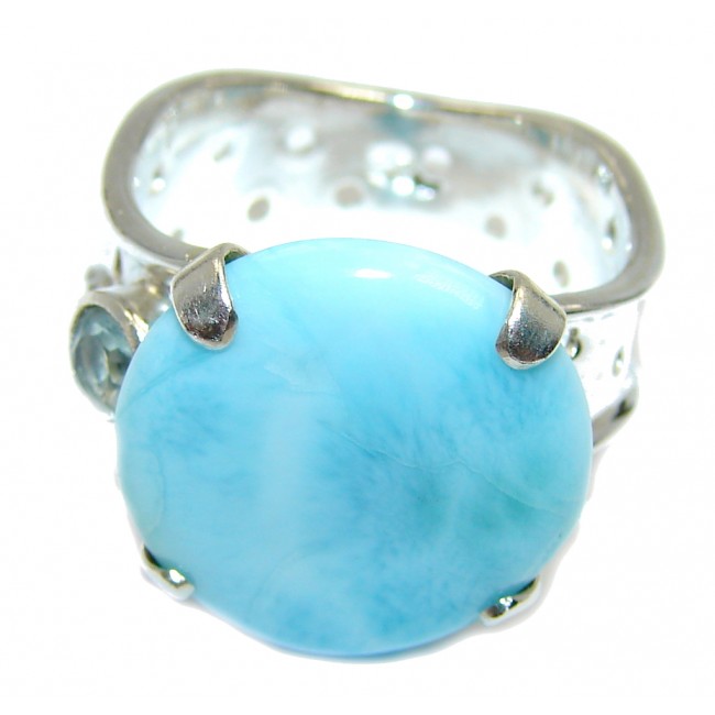 Great quality Blue Larimar Sterling Silver Ring size adjustable