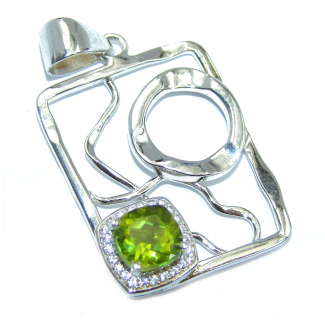 Modern Concept Genuine Green Peridot Sterling Silver Pendant