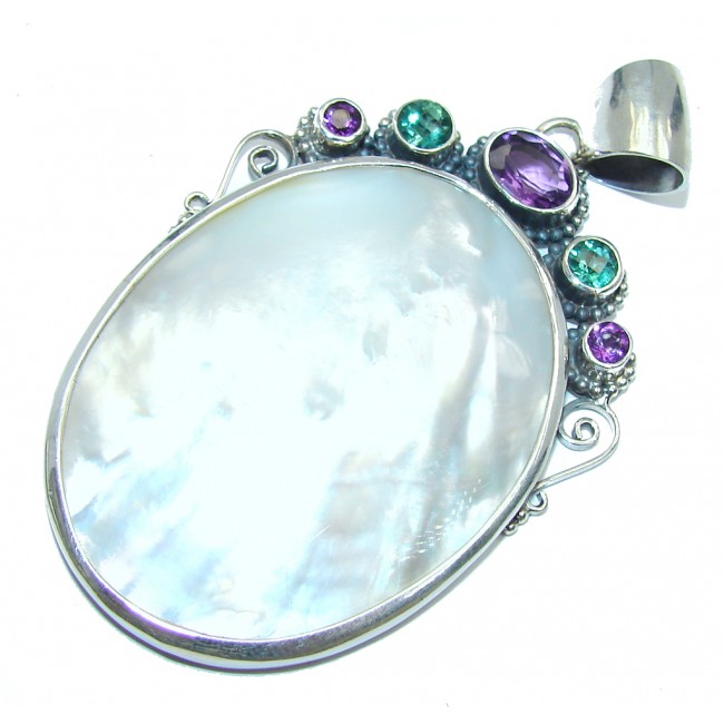 Amazing Quality Rainbow Blister Pearl Sterling Silver Pendant